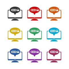 Password secure access on desktop computer icon. Set icons colorful