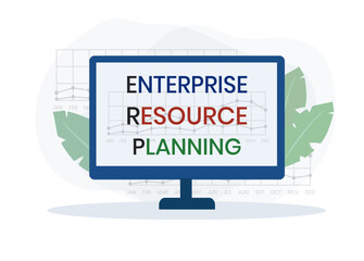 ERP - Enterprise Resource Planning acronym, business concept background