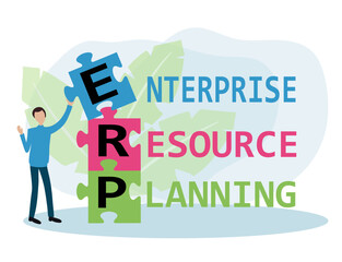 ERP - Enterprise Resource Planning acronym, business concept background