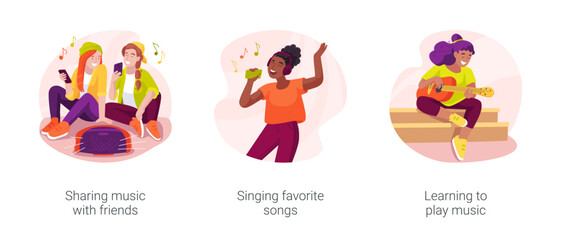 World of music isolated cartoon vector illustration set