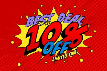 10 ten Percent off sale discount shopping banner. shop frame