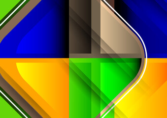 Abstract geometric background with space for your text. Modern overlapping rounded squares. Unusual color forms for your message. Business or technical presentation. Vector