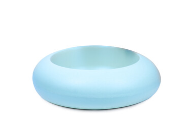 Cat or dog blue bowl for food on white