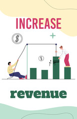 Increase revenue and income banner or poster design flat vector illustration.