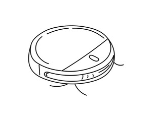 Linear vacuum cleaner. Hand drawn illustration of a robot vacuum cleaner. Household appliances outline icon. vector illustration
