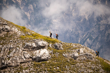 Fototapeta na wymiar Climbers on the top of the mountain 
