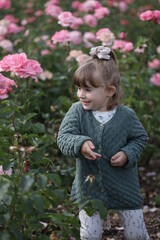 little child playing with flowers in sibiu romania 