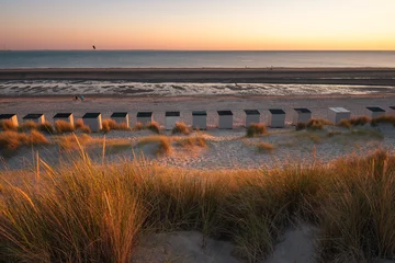 Papier Peint photo Mer du Nord, Pays-Bas Coucher de soleil en Zélande (Burgh-Haamstede) - Pays-Bas