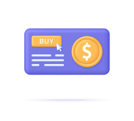3D Buy Dollar illustration. Money conversion. Buying dollar online, buying currency from your phone. Buying currency.