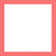 Chinese red square frame vector abstract background design.