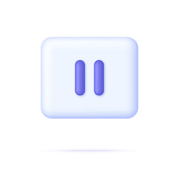 3d icon pause button isolated on white background. Stop sign.