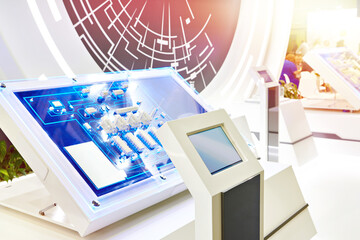 Electronic digital booths at industrial exhibition