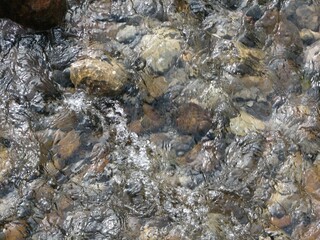 Splashing river flow over rocks