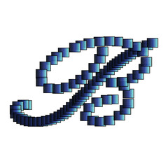 A three-dimensional letter B in an interesting design with squares. Letters for logos, inscriptions