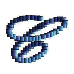 A three-dimensional letter C in an interesting design with blue squares on a transparent background. Letters for logos, inscriptions