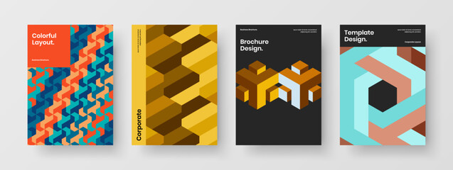 Vivid mosaic shapes corporate brochure concept composition. Creative annual report vector design illustration collection.