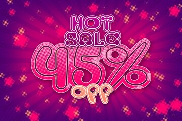 45 forty-five Percent off super sale shopping halftone banner. limited sale hot sale