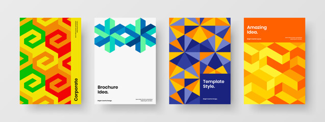 Modern mosaic pattern cover concept set. Bright company brochure A4 vector design illustration bundle.