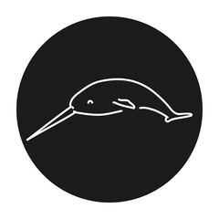 Narwhal color line illustration. Marine mammals.