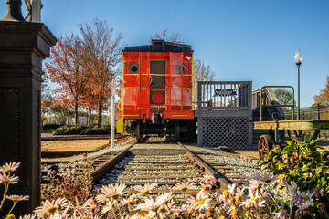 Hub City Railroad Museum Caboose on tracks, Spartanburg, South Carolina, USA