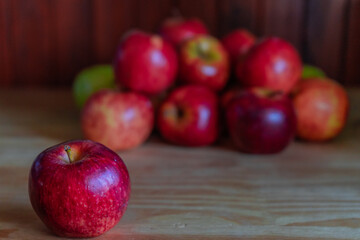 portraits of apples. concept of stacked fruits.
