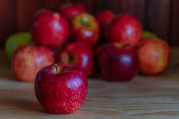portraits of apples. concept of stacked fruits.