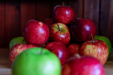 portraits of apples. concept of stacked fruits.