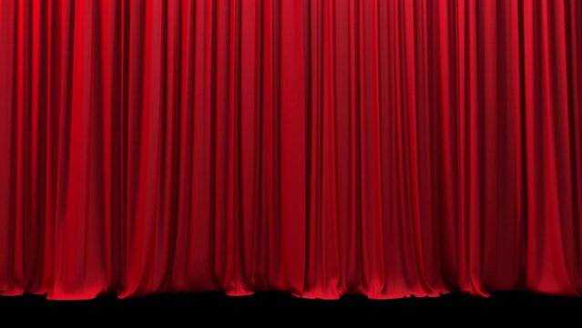 Red silk curtains opening