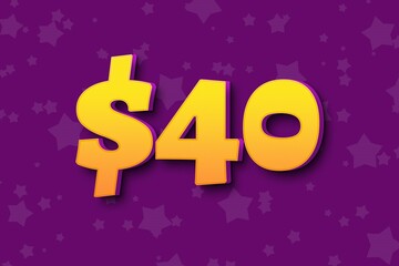 40 forty Dollar usd price sale offer. black friday black