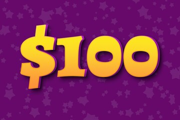 100 one hundred Dollar usd price sale offer. dollar sign vintage