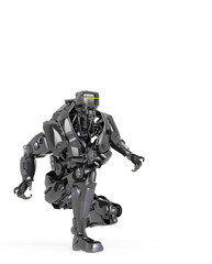 master robot you are crouched and ready for action in white background