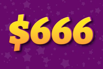 666 six hundred and sixty-six Dollar usd price sale offer. black retro