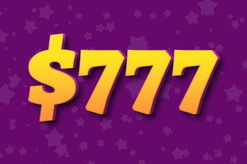 777 seven hundred and seventy-seven Dollar usd price sale offer. dollar sign black