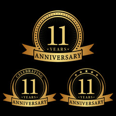 Fototapeta premium 11 years anniversary logo collections. Set of 11th Anniversary logotype template. Vector and illustration.