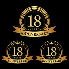 18 years anniversary logo collections. Set of 18th Anniversary logotype template. Vector and illustration.