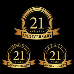 Fototapeta premium 21 years anniversary logo collections. Set of 21st Anniversary logotype template. Vector and illustration.