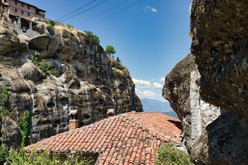 Obraz premium Kloster in den Bergen, Meteora Griechenland 