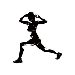 one woman exercising workout fitness aerobic exercise silhouette isolated white background