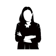 Business women standing, abstract isolated vector silhouette on white background. Business people vector silhouette.