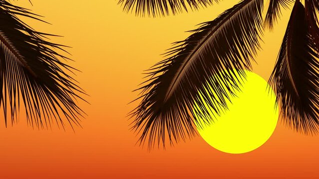 Tropical beach sea and palm trees and sun.