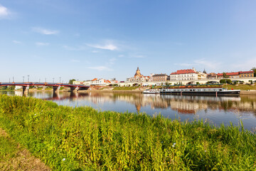 Gorzów Wielkopolski town city at river Warta in Poland - obrazy, fototapety, plakaty