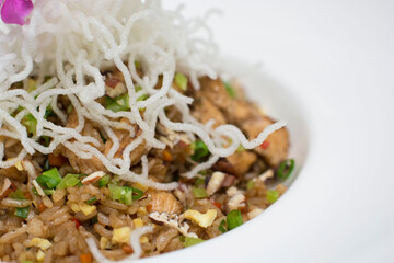 Chinese fried rice with vegetables and meat peruvian food