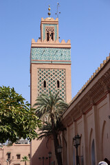 Fototapeta na wymiar The Kasbah Mosque in Marrakech (Morocco). It is also known as Mosque of Yaqub al Mansur or Mosque of Moulay al-Yazid