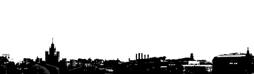 Obraz premium Abstract black and white silhouette of the city. City buildings