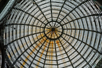 Dome of Galleria Umberto I in Naples, Italy.