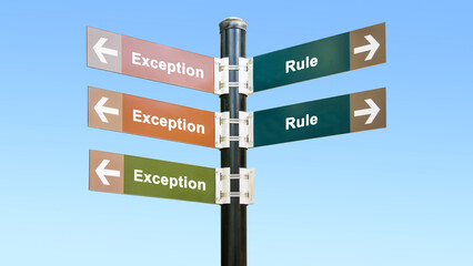 Fototapeta premium Street Sign to Exception versus Rule