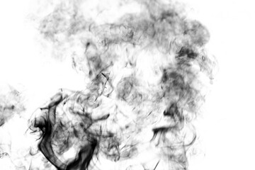 Obraz na płótnie Canvas Thick black smoke on a white isolated background