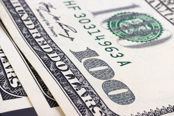 Macro one hundred dollar bills