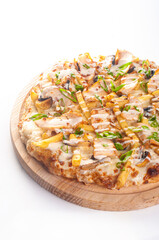 Delicious ready to eat pizza isolated white background junk food