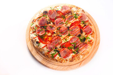 Delicious ready to eat pizza isolated white background junk food